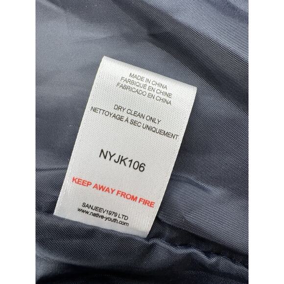 Native Youth Men’s Wool Blend Chore Coat Jacket M Navy Quilted Sleeve Hooded - Picture 9 of 13